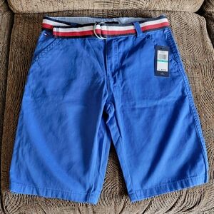 Tommy Hilfiger Blue Kids Shorts with Striped Belt